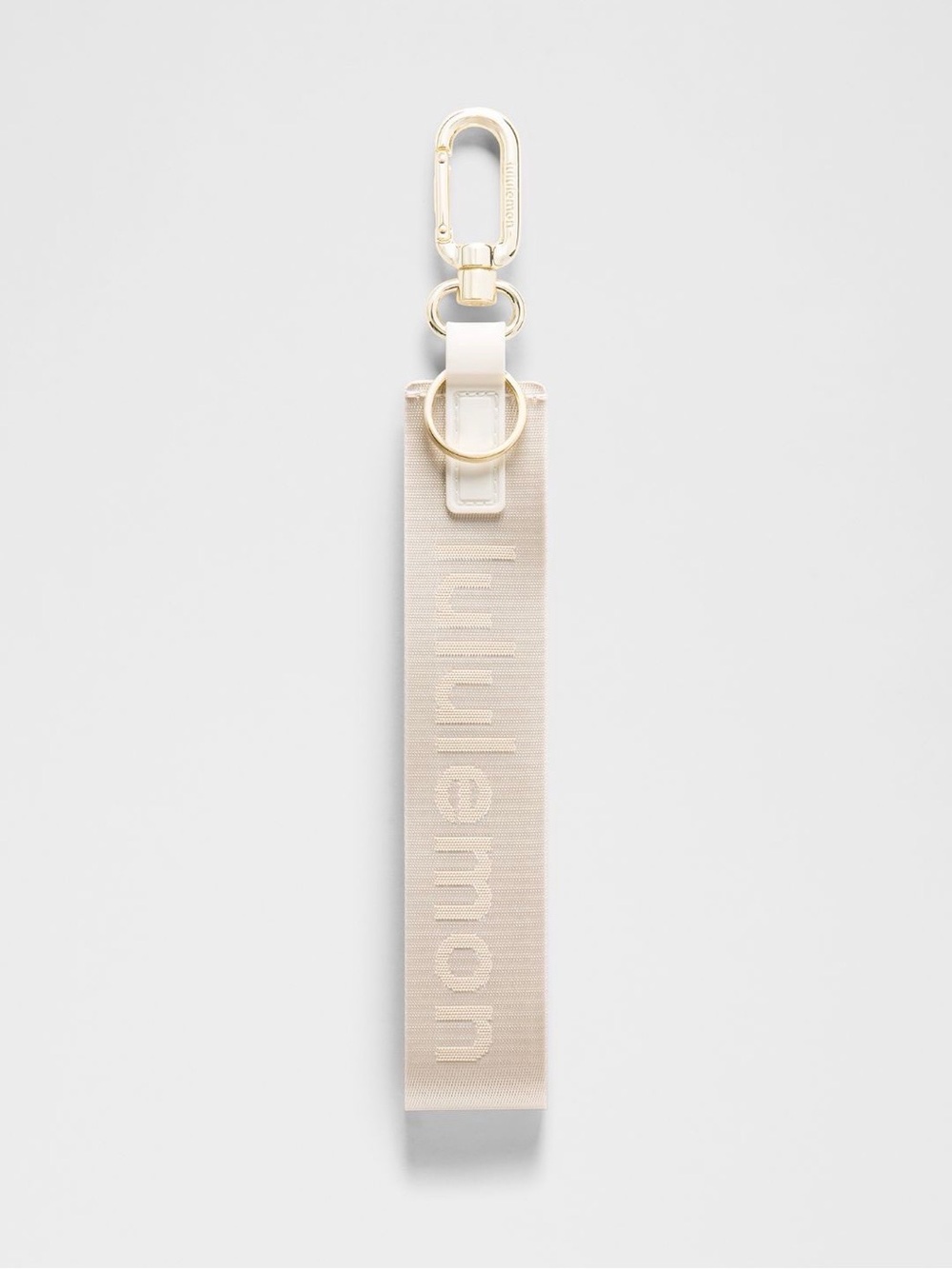 lululemon athletica Beige Logo Wristlet Key Strap with Gold Hardware